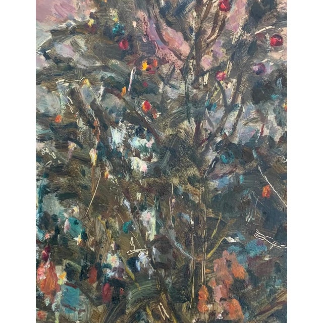 Soviet Era Christmas Tree Oil Painting, Ukrainian Artist, 1970s 46-36 For Sale - Image 4 of 6