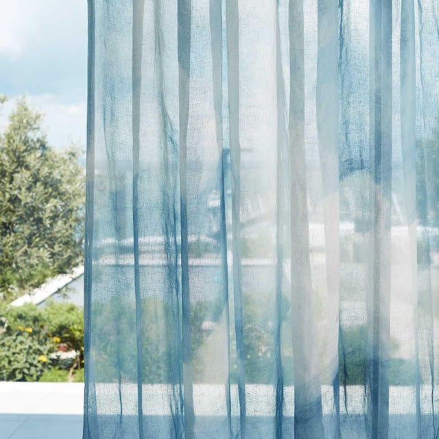 Harlequin Air Sheer Fabric in Sky Blue - a Sample For Sale