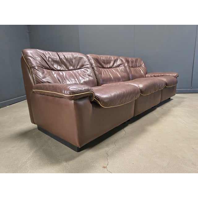 1970s DS66 Sofa in Chocolate Leather from de Sede, 1970s, Set of 5 For Sale - Image 5 of 9
