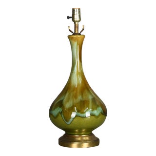 Mid Century Drip Glaze Ceramic Onion Shape Table Lamp For Sale