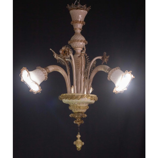 Glass Vintage Venetian Bicolor Chandelier, Murano Glass, 1950s For Sale - Image 7 of 11