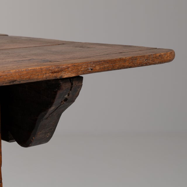 19th Century 19th Century French Chestnut Brown Oak Table with Single Drawer For Sale - Image 5 of 15