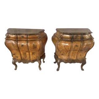 Italian Rococo Style Walnut Commodes, a Pair For Sale