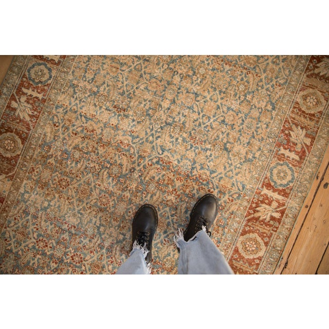 :: Allover covered Herati design motif with wide banded main border in floral top views with pointed serrated leaves and...