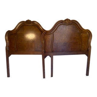 Early 20th Century Set of 2 Twin Burled Mahogany Headboards For Sale