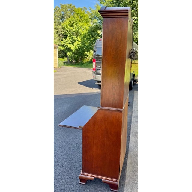 Late 20th Century Cherry Blockfront Secretary Desk For Sale In Boston - Image 6 of 9