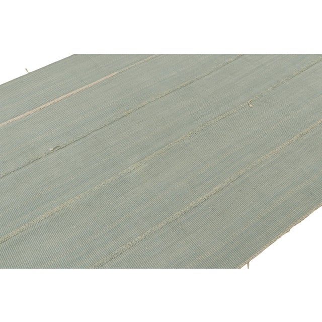 Rug & Kilim Rug & Kilim’s Custom Kilim Rug in Blue and Beige Stripes For Sale - Image 4 of 7