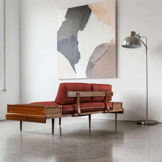 Mid-Century Modern Adrian Pearsall 1709-S Style Platform Sofa With Floating Walnut End Tables For Sale - Image 3 of 15