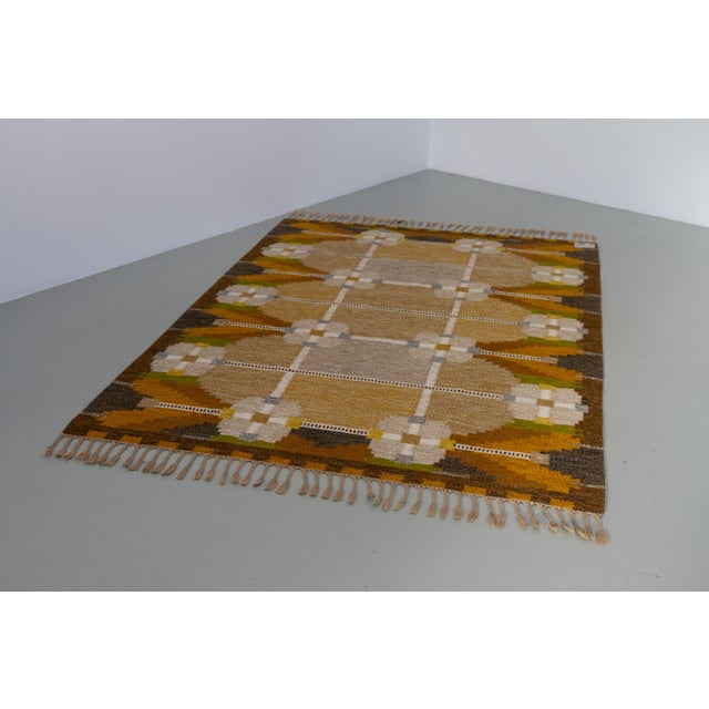 Vintage Swedish Röllakan Wool Rug by Ingegerd Silow for Axeco Svenska AB, 1950s For Sale - Image 11 of 18