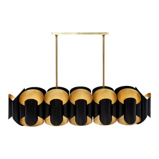 Late 20th Century Modern Hanging Chandelier in Black & Gold For Sale