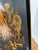 This listing is for a large mid-century vintage, hand painted metal tray. It is black with a gold rim and a vibrant...
