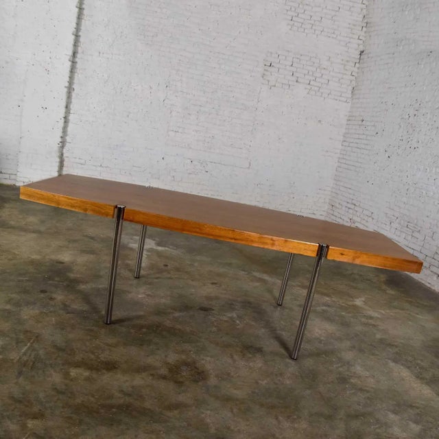 Late 20th Century Modern Dining or Conference Table Walnut and Chrome Boat Shaped by Jens Risom for Howe Furniture For Sale - Image 10 of 13