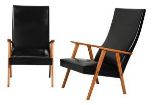 Scandinavian High Back Armchairs, 1960s, Set of 2