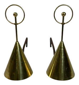 1950s Mid Century Modernist Brass Andirons