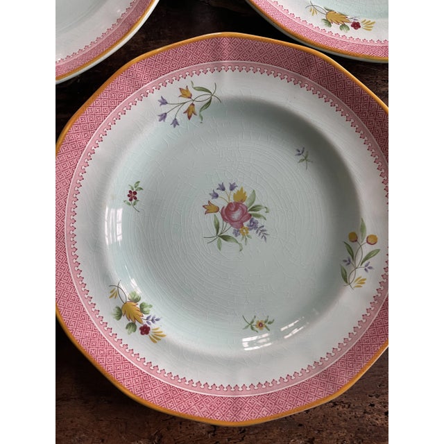 Antique English Ironstone by Adam’s Calyxware Dinner Plates - Set of 8 For Sale In Chicago - Image 6 of 12