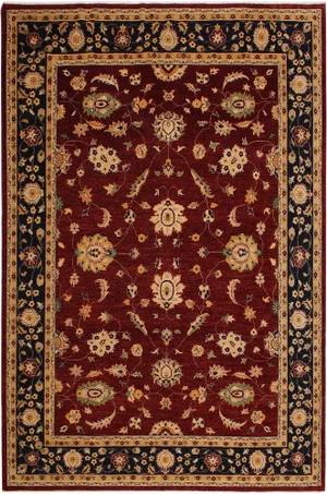 1990s Shabby Chic Kafkaz Red/Blue Wool Rug -9'1 X 11'9