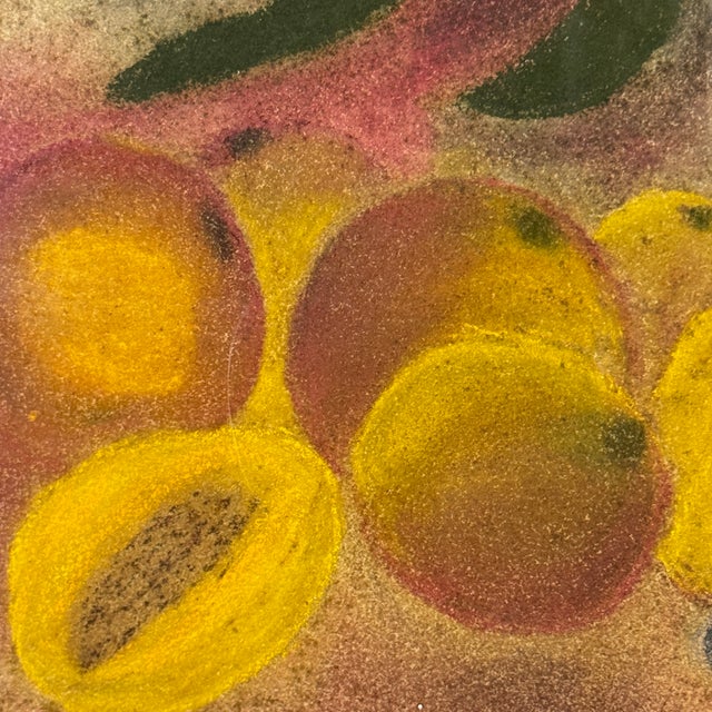 Drawing/Sketching Materials Bright and Antique Pastel Painting of Fruits Still Life, Wood Frame With Glass. For Sale - Image 7 of 10