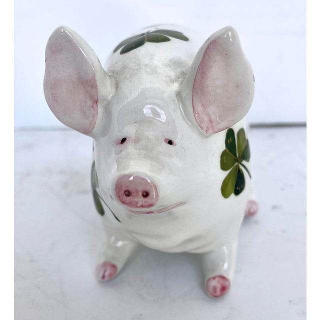 Vintage Wemyss Hand Painted Clover Covered Ceramic Pig For Sale - Image 4 of 9