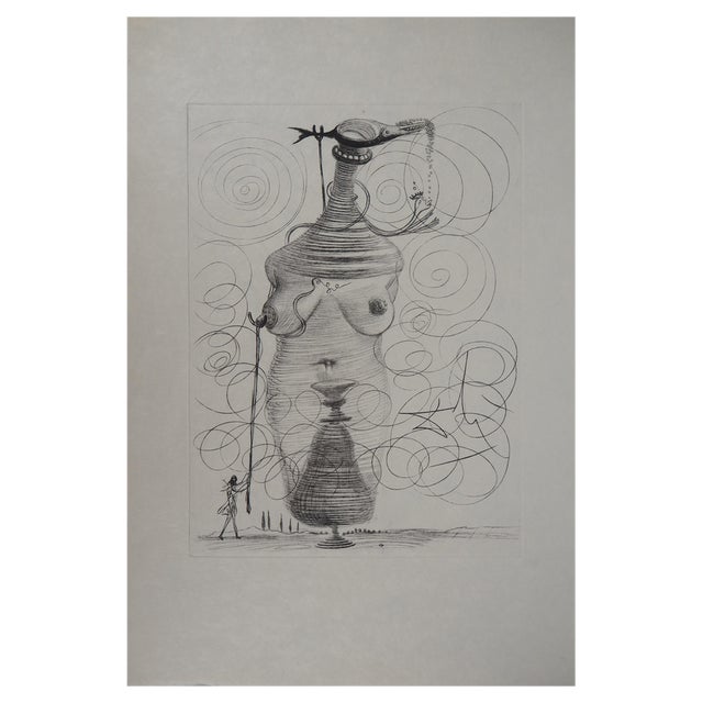 Salvador Dali, Surrealist Woman and Casanova on Crutch, Original Engraving For Sale
