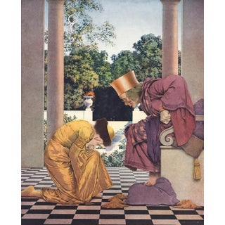 1925 Maxfield Parrish Lithograph "Lady Ursula Kneeling Before King Pompdebile" For Sale