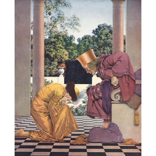 1925 Maxfield Parrish Lithograph "Lady Ursula Kneeling Before King Pompdebile" For Sale