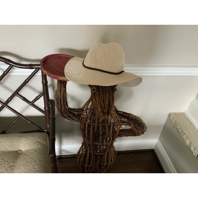 Brown Vintage Wicker Floor Standing Waiter Deer Statue For Sale - Image 8 of 13
