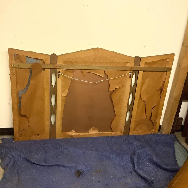 Brown MCM Sculptural Walnut Tri-Fold Mirror For Sale - Image 8 of 11