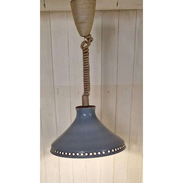 Beige Vintage Danish Height-Adjustable Pendant Lamp from Hansen, 1970s For Sale - Image 8 of 8