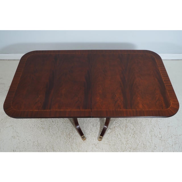 Traditional Henkel Harris Inlaid Flame Mahogany Dining Table For Sale - Image 3 of 18