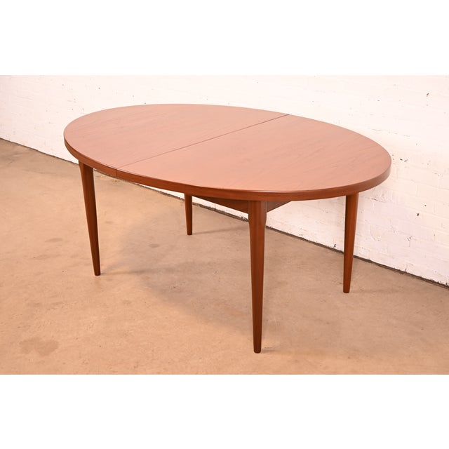 Brown Johannes Anderson Style Danish Modern Teak Extension Dining Table, Newly Refinished For Sale - Image 8 of 14