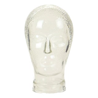 Vintage Glass Display Head, 1960s For Sale