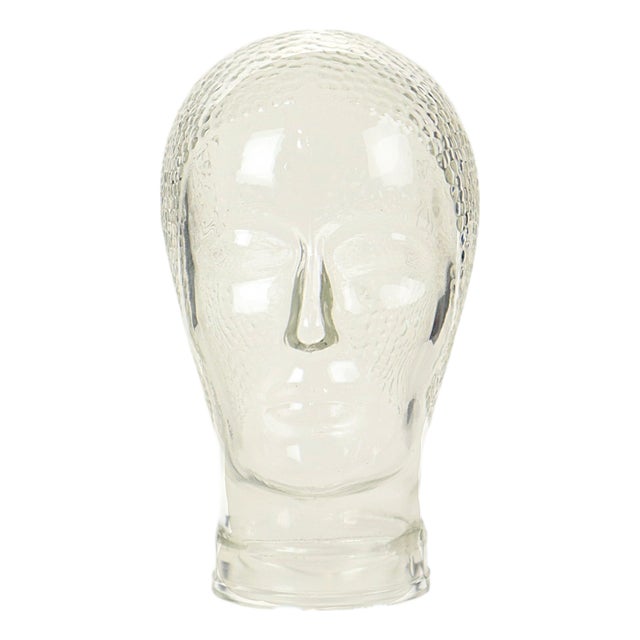 Vintage Glass Display Head, 1960s For Sale