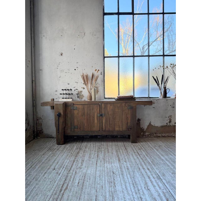 Large Antique Oak Workbench, 1900s For Sale - Image 5 of 18