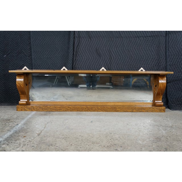Late 19th Century Antique Victorian Quartersawn Oak American Empire Mantel Mirror Backsplash 60" For Sale - Image 5 of 12
