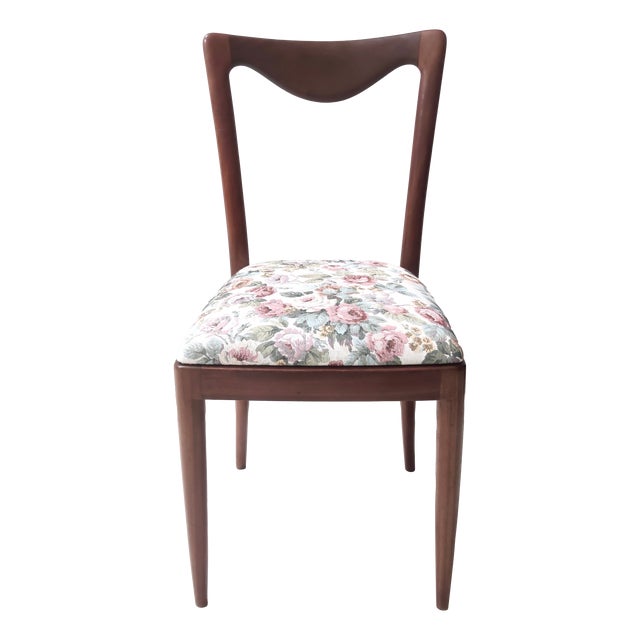 Dining Chairs with Beech Frame and Linen Patterned Fabric attributed to Carlo Enrico Rava, 1950s, Set of 4 For Sale