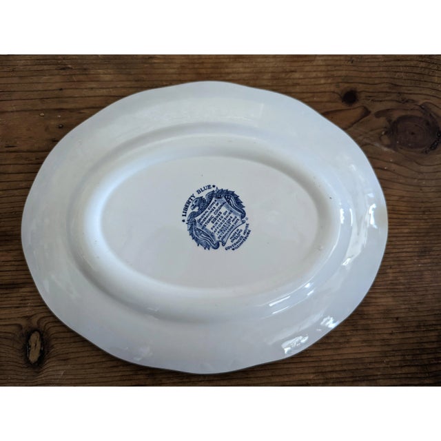 English 1970s Staffordshire Liberty Blue Oval Serving Dish and Bowl Set- 2 Pieces For Sale - Image 3 of 6
