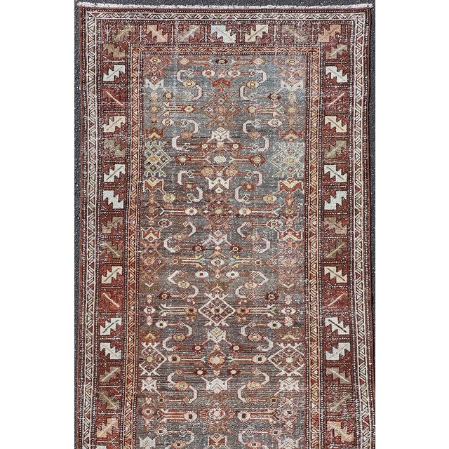 Tribal Antique Northwest Persian Runner With Geometric Tribal Design For Sale - Image 3 of 11