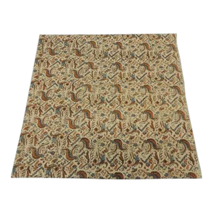Vintage Blue and Orange Printed Batik Textile Fragment