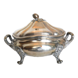 19th Century Sheffield Silver Plate Soup Tureen Bearing Coat of Arms Cartouche