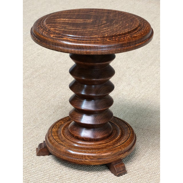 Brown Small Sculptural Side Table in Oak attributed to Charles Dudouyt, France, 1950s For Sale - Image 8 of 8