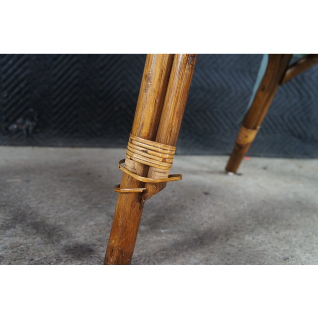 Mid 20th Century Pair of Mid 20th Century Coastal Style Boho Chic Bamboo & Rattan Peacock Arm Chairs For Sale - Image 5 of 12