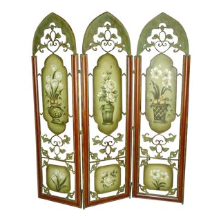Painted Metal Room Divider/ Floor Screen or Queen Size Headboard For Sale