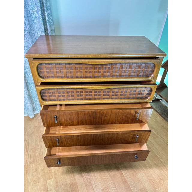 1960s Lane Perception Walnut Highboy Dresser For Sale - Image 10 of 12