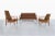 Scandinavian modern teak living room set featuring a beautifully crafted sofa and two matching lounge chairs, handcrafted...