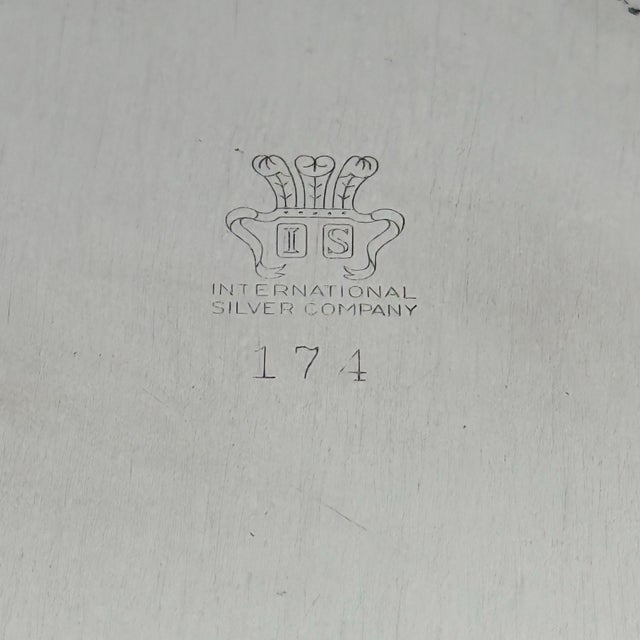 International Silver Vintage International Silver Co. Pierced Silverplate Footed Trivet With Monogram For Sale - Image 4 of 6