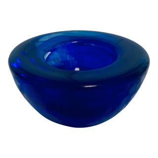 1980s Anna Ehrner "Atoll" Ultramarine Bowl Bud Vase For Sale