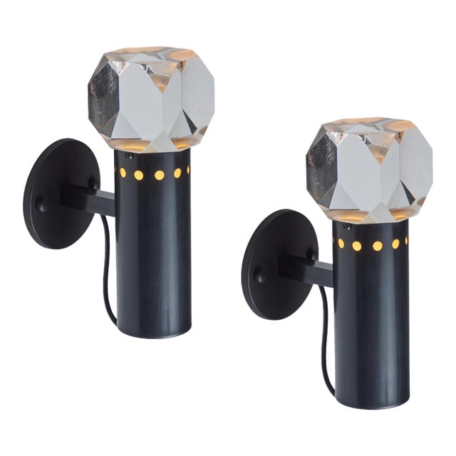 1960s Stilnovo Faceted Diffuser Wall Lamps - a Pair For Sale