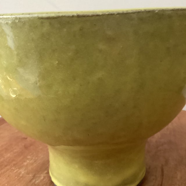 Mid 20th Century Modern Lime Glazed Art Pottery Footed Pedestal Vase/Vessel For Sale - Image 4 of 12