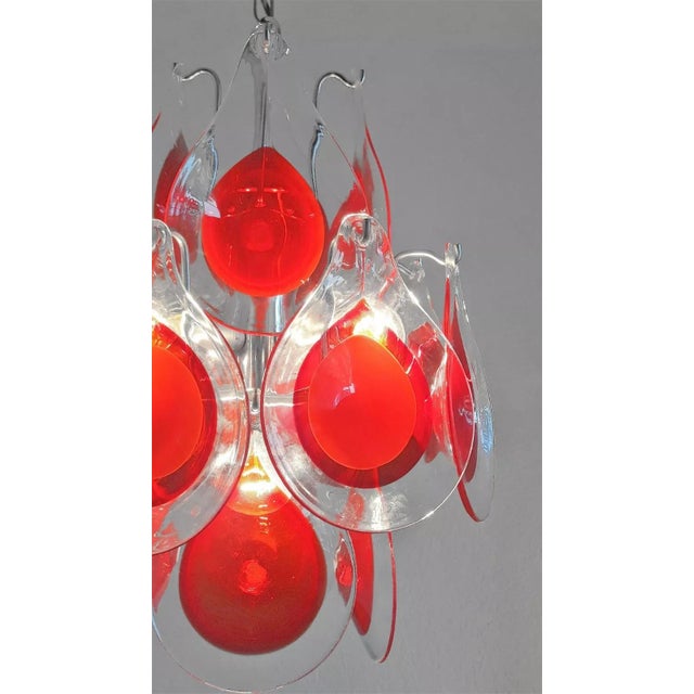 Vintage Chrome 16 Arms Pendant/Ceiling Lamp attributed to Vistosi, Italy, 1970s For Sale - Image 9 of 12