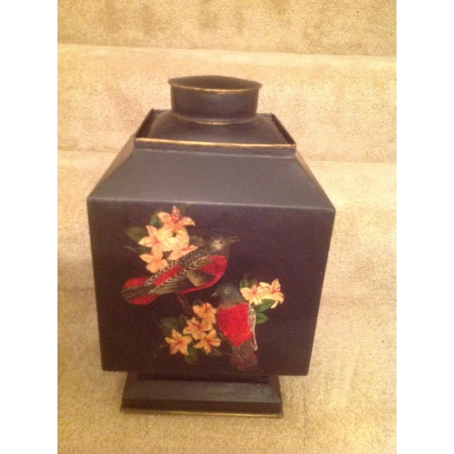 Vintage 1990s Vintage Hand Painted Black English Tole Tea Caddy For Sale - Image 13 of 13